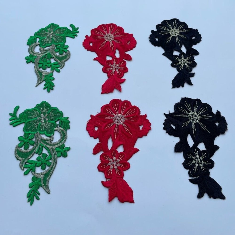 Iron On Embroidery Patches Flower Multi Color Patches Lot of 6